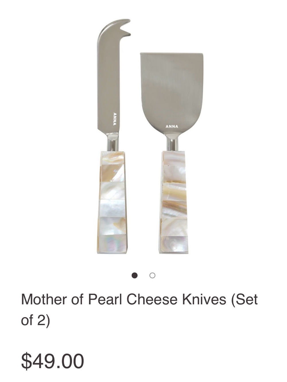 ANNA Mother-of-Pearl Handle Cheese Knife Set - Iridescent White and Cream